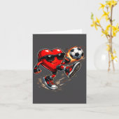 Cute Heart Playing Soccer Valentines Day Soccer Bo カード (黄色い花)