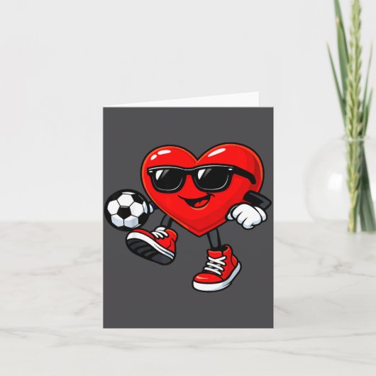 Cute Heart Playing Soccer Valentines Day Soccer Bo カード (正面)