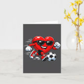 Cute Heart Playing Soccer Valentines Day Soccer Bo カード (黄色い花)