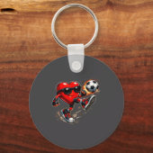 Cute Heart Playing Soccer Valentines Day Soccer Bo キーホルダー (正面)