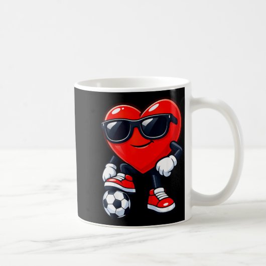 Cute Heart Playing Soccer Valentines Day Soccer Bo コーヒーマグカップ (右)