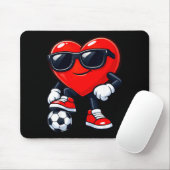 Cute Heart Playing Soccer Valentines Day Soccer Bo マウスパッド (マウス)