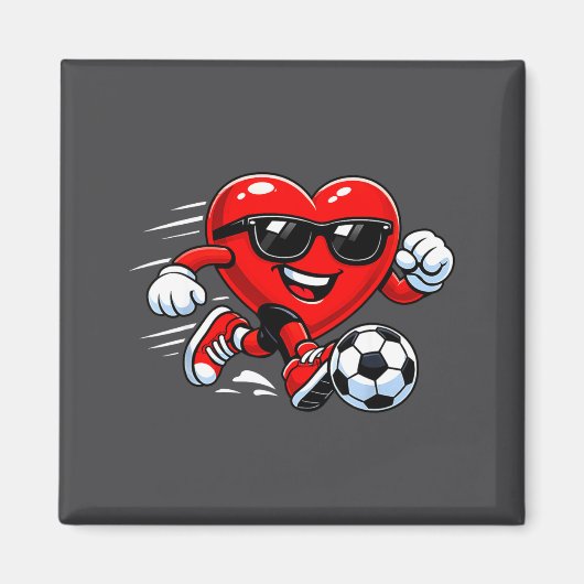 Cute Heart Playing Soccer Valentines Day Soccer Bo マグネット (正面)