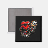 Cute Heart Playing Soccer Valentines Day Soccer Bo マグネット (正面/裏面)