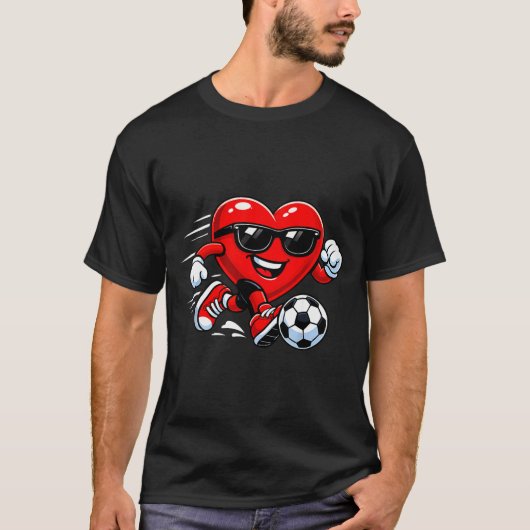 Cute Heart Playing Soccer Valentines Day Soccer Bo Tシャツ (正面)