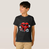 Cute Heart Playing Soccer Valentines Day Soccer Bo Tシャツ (正面フル)