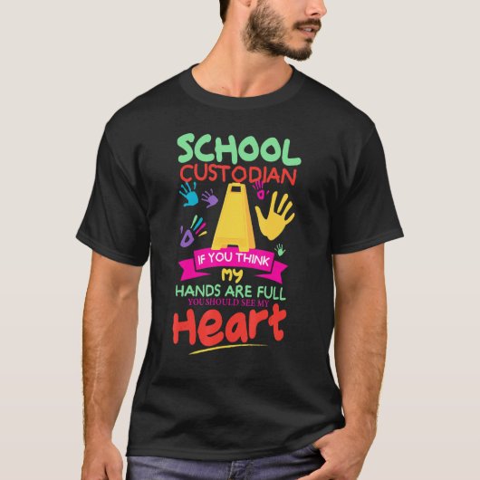 Cute Heart Quote Janitor Appreciation  School Cust Tシャツ (正面)