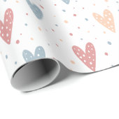 Cute Hearts and dots Valentines Pattern ラッピングペーパー (ロールコーナー)