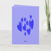 Cute Hearts Hand Drawn Blue Romantic Doodle カード (裏面)