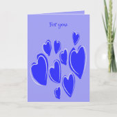 Cute Hearts Hand Drawn Blue Romantic Doodle カード (正面)