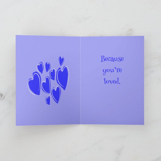 Cute Hearts Hand Drawn Blue Romantic Doodle カード (内部)