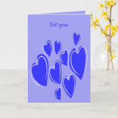 Cute Hearts Hand Drawn Blue Romantic Doodle カード (黄色い花)