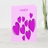 Cute Hearts Hand Drawn Bold Pink Romantic Doodle カード (正面)