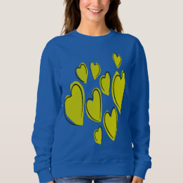 Cute Hearts Hand Drawn Bold Yellow Romantic Doodle スウェットシャツ