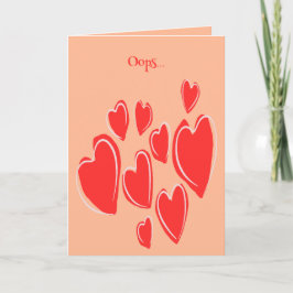 Cute Hearts Hand Drawn Deep Red Romantic Doodle カード