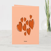 Cute Hearts Hand Drawn Orange Romantic Doodle カード (裏面)