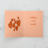 Cute Hearts Hand Drawn Orange Romantic Doodle カード (内部)