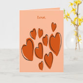 Cute Hearts Hand Drawn Orange Romantic Doodle カード (黄色い花)