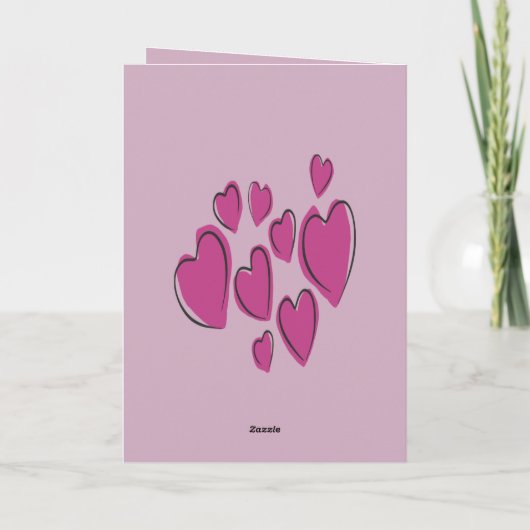 Cute Hearts Hand Drawn Pink Romantic Doodle カード (裏面)