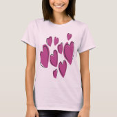 Cute Hearts Hand Drawn Pink Romantic Doodle Tシャツ (正面)