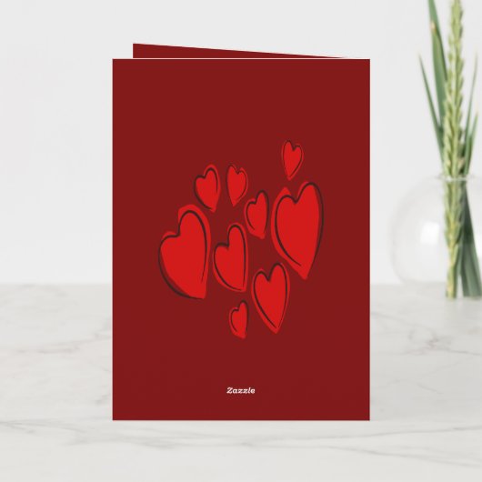 Cute Hearts Hand Drawn Red Romantic Doodle カード (裏面)