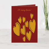 Cute Hearts Hand Drawn Yellow Romantic Doodle カード (正面)