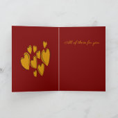 Cute Hearts Hand Drawn Yellow Romantic Doodle カード (内部)