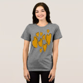 Cute Hearts Hand Drawn Yellow Romantic Doodle トライブレンドＴシャツ (正面全面)
