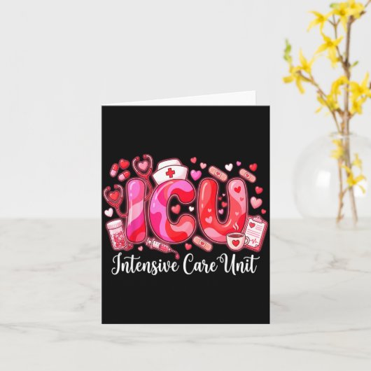 Cute Hearts Icu Valentine Nurse Valentines Day Shi カード (黄色い花)