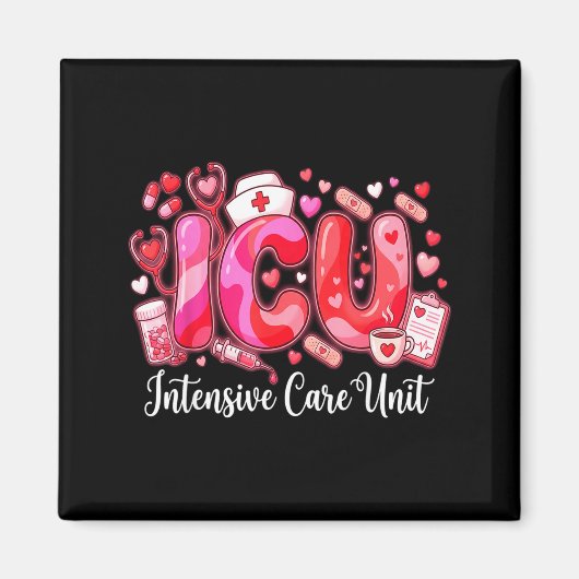Cute Hearts Icu Valentine Nurse Valentines Day Shi マグネット (正面)