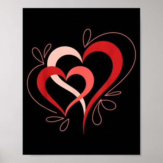 Cute Hearts In Love Couples Valentine Day Pajamas  ポスター (正面)