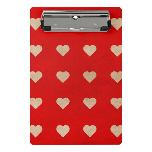 Cute Hearts on Red Background iPhone / iPad case ミニクリップボード (正面)