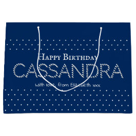 Cute Hearts Pattern Elegant Navy Blue  ラージペーパーバッグ