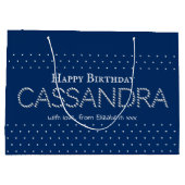 Cute Hearts Pattern Elegant Navy Blue  ラージペーパーバッグ (裏面)