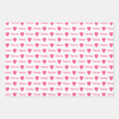 Cute Hearts Pattern Individually Personalized  ラッピングペーパーシート (正面3)
