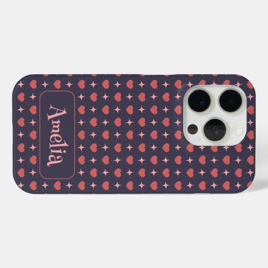 Cute Hearts Pattern Personalized Text Case-Mate iPhoneケース (裏面 (横))