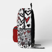 Cute Hearts Teddy Bear Customizable Name  プリントバックパック (右)