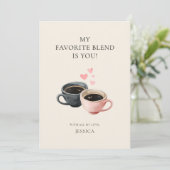 Cute Hearts Watercolor Coffee Cups Valentine's Day シーズンカード (スタンド正面)