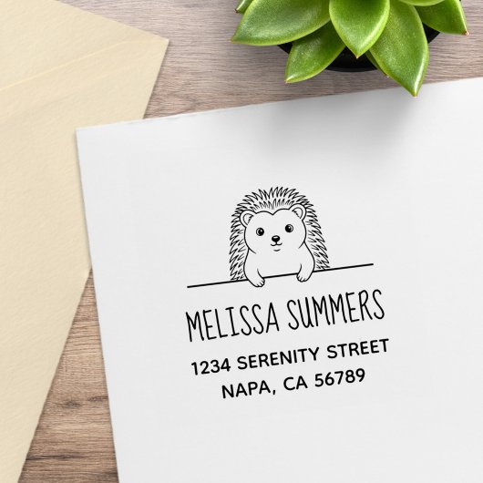 Cute Hedgehog Address ラバースタンプ