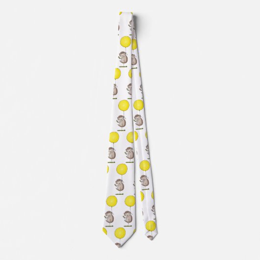 Cute hedgehog and balloon cartoon pattern ネクタイ (正面)