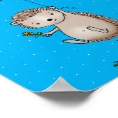 Cute hedgehog and balloon cartoon pattern ポスター (角)