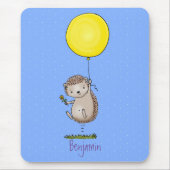 Cute hedgehog and balloon cartoon pattern マウスパッド (正面)