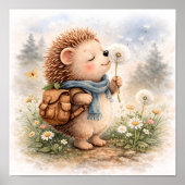 Cute Hedgehog And Dandellion Kids ポスター (正面)