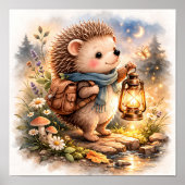 Cute Hedgehog And Lantern Kids  ポスター (正面)