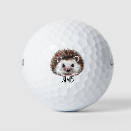 Cute Hedgehog Animal Monogram Art ゴルフボール (正面)