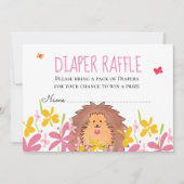 Cute Hedgehog Baby Shower Diaper Raffle 招待状 (正面)