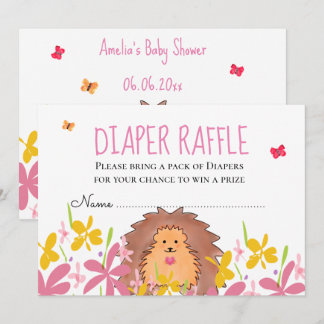Cute Hedgehog Baby Shower Diaper Raffle  招待状