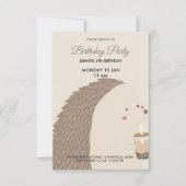 Cute Hedgehog Birthday Invitation 出欠カード (正面)