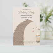 Cute Hedgehog Birthday Invitation 出欠カード (スタンド正面)