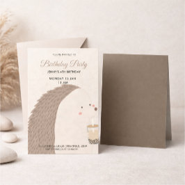 Cute Hedgehog Birthday Invitation 出欠カード